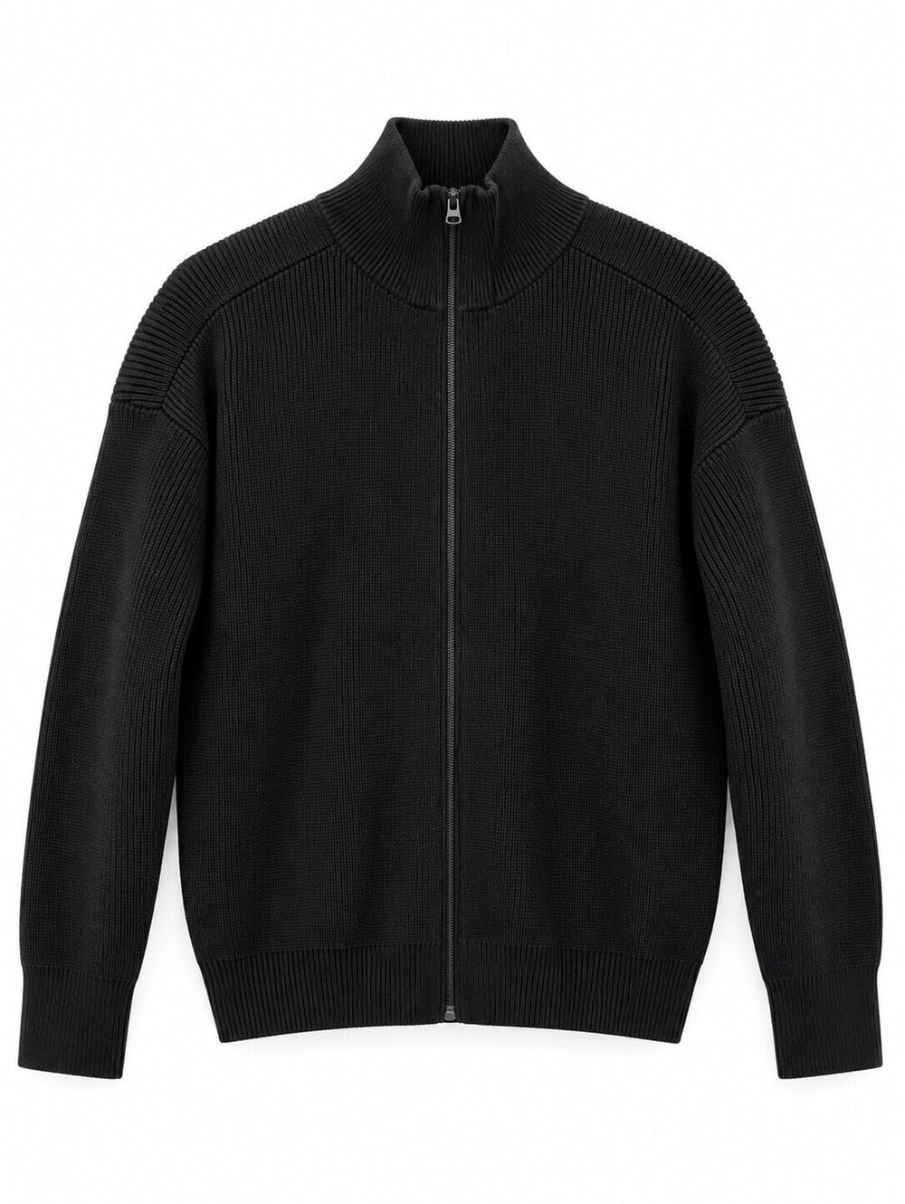 UNIQLO U Black Wool Blend Full Zip High Neck Sweater Cardigan Size S